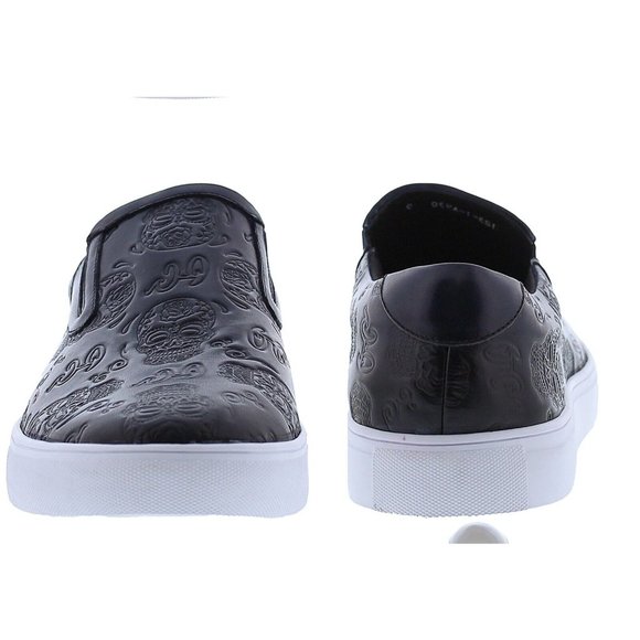 NWT Robert Graham Rider Navy Embossed Leather Slip-On Sneaker - Picture 2 of 10